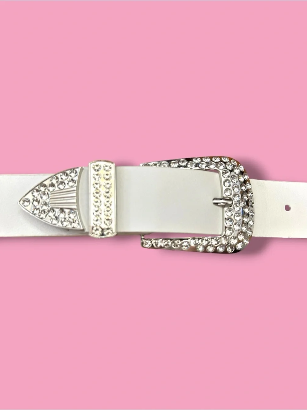 BUNDLE OF 2 White Crystal Accent Women's Belt - Unbranded